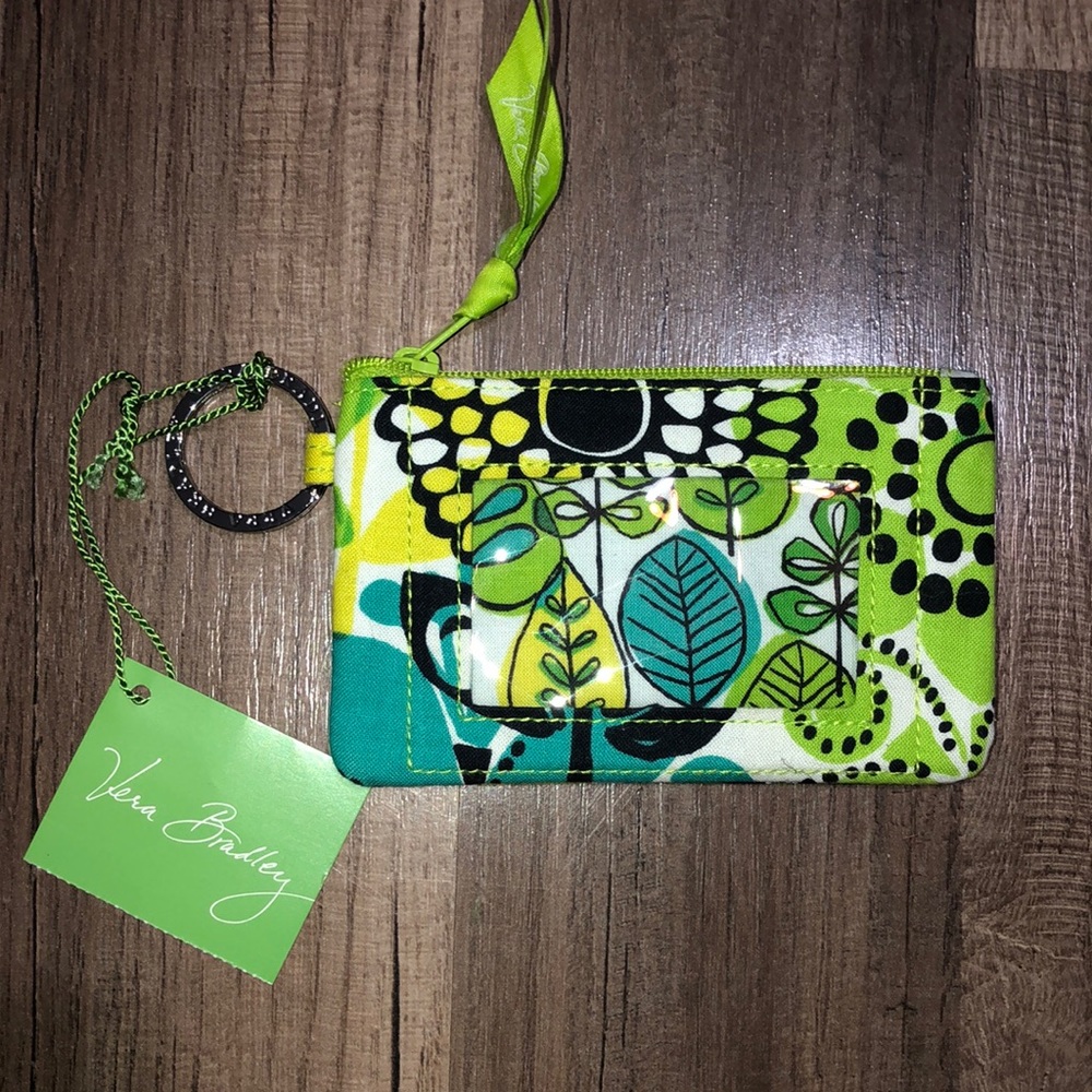 Vera Bradley zip ID case. Green and teal. NWT never used!